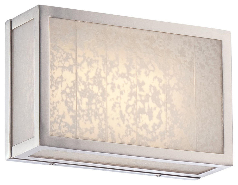 Lake Frost LED Bath, Polished Nickel With Lake Frost Glass Panels Glass