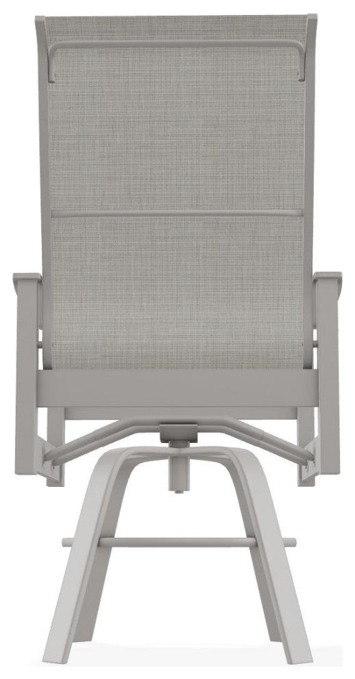 Leeward Sling Balcony Height Outdoor Swivel Armchair, Deacon/Warm Gray