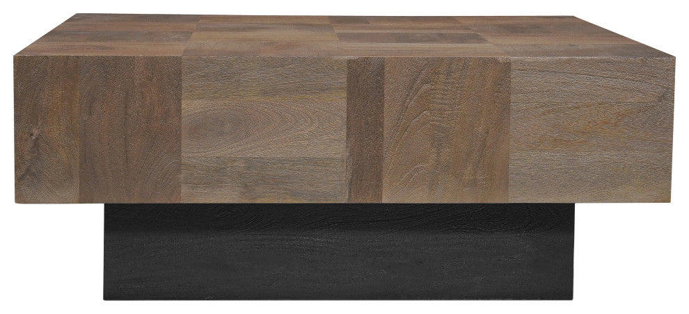 Camilla 2-piece Solid Wood Living Room Table Set, Dark Brown, Square
