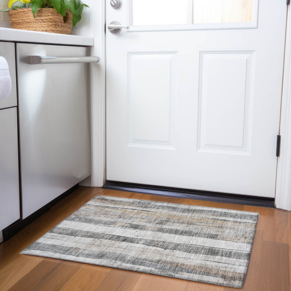 Machine Washable Indoor/Outdoor Chantille ACN1874 Putty 1'8" x 2'6" Rug