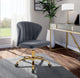 Finley Swivel and Adjustable Velvet Upholstered Office Chair, Gray, Gold Base