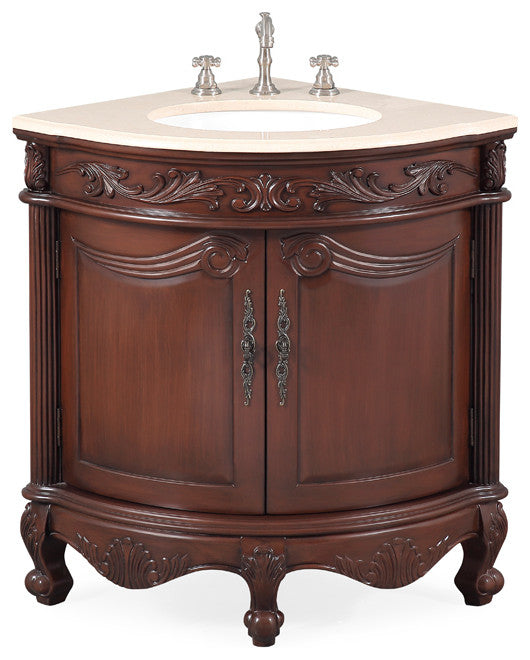 24" Classic-Style Bayview Corner Bathroom Sink Vanity, BC-030M