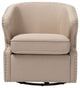 Baxton Studio Finley Mid-Century Modern Fabric Upholstery Swivel Armchair, Beige