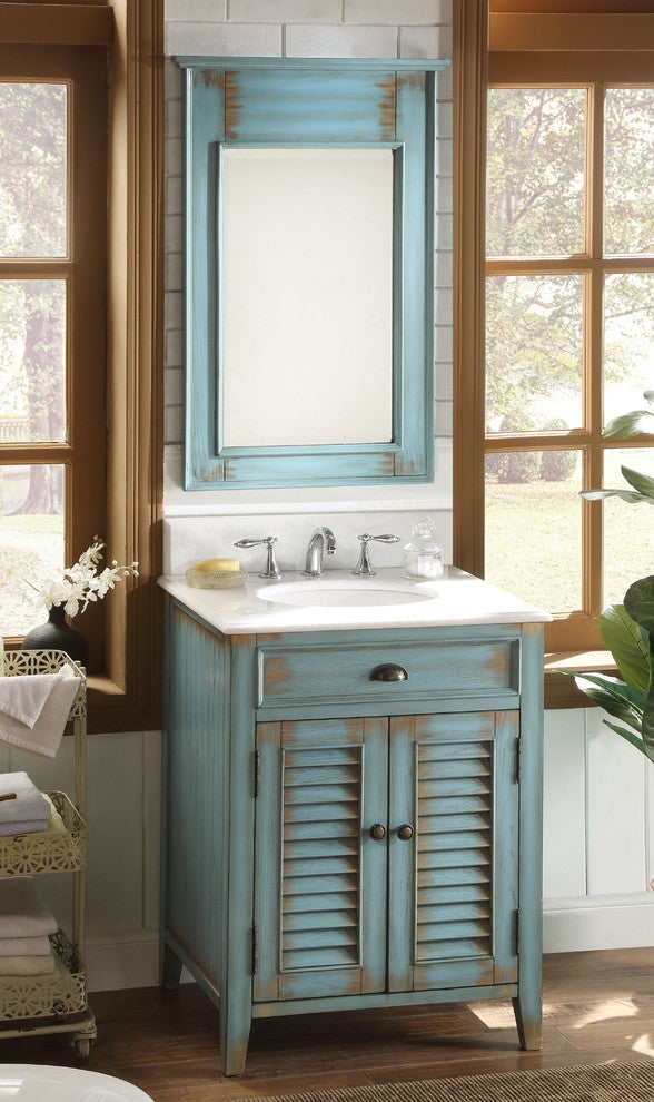 26" Cottage-Style Abbeville Bathroom Sink Vanity and Mirror