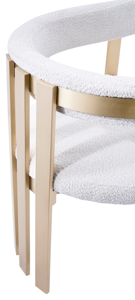 Modrest Pontiac Beige Wool Velvet and Gold Dining Chair
