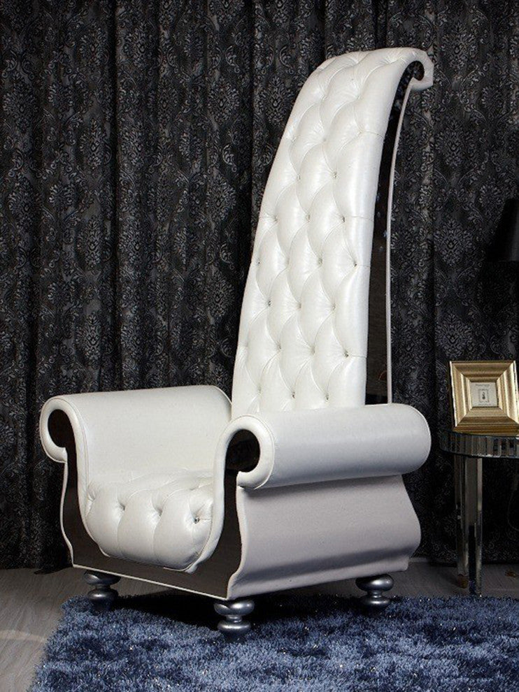 Kyrie King Tufted Chrome High Back Chair