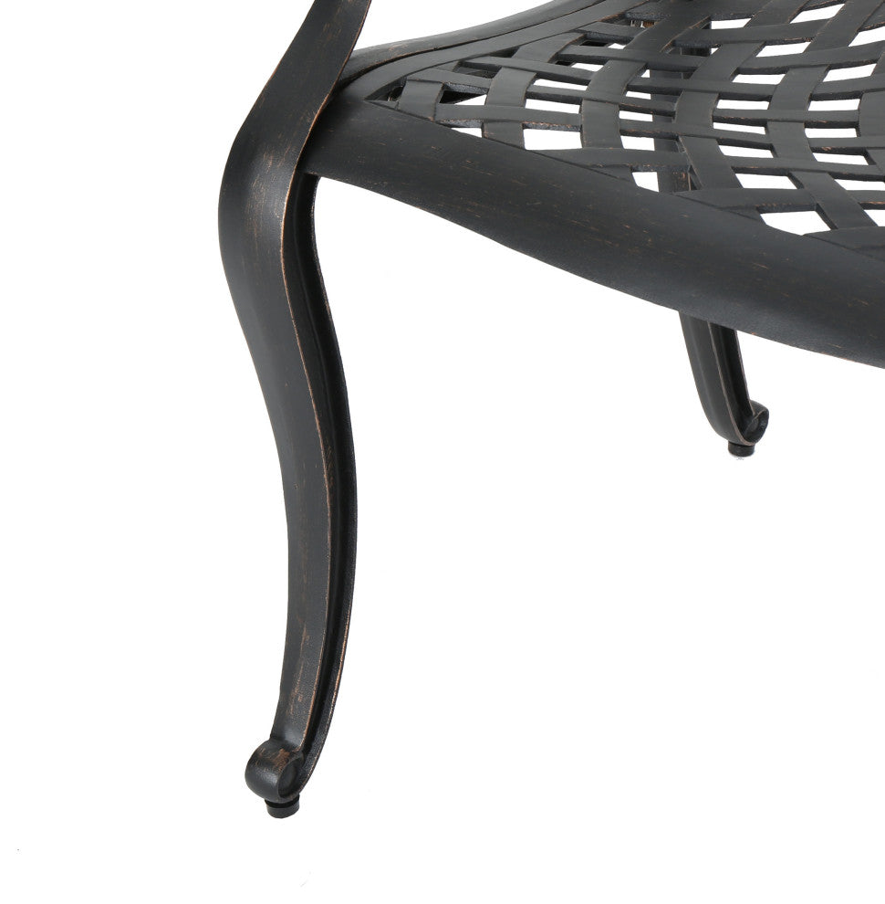 GDF Studio 5-Piece Augusta Outdoor Patina Copper Cast Aluminum Dining Set