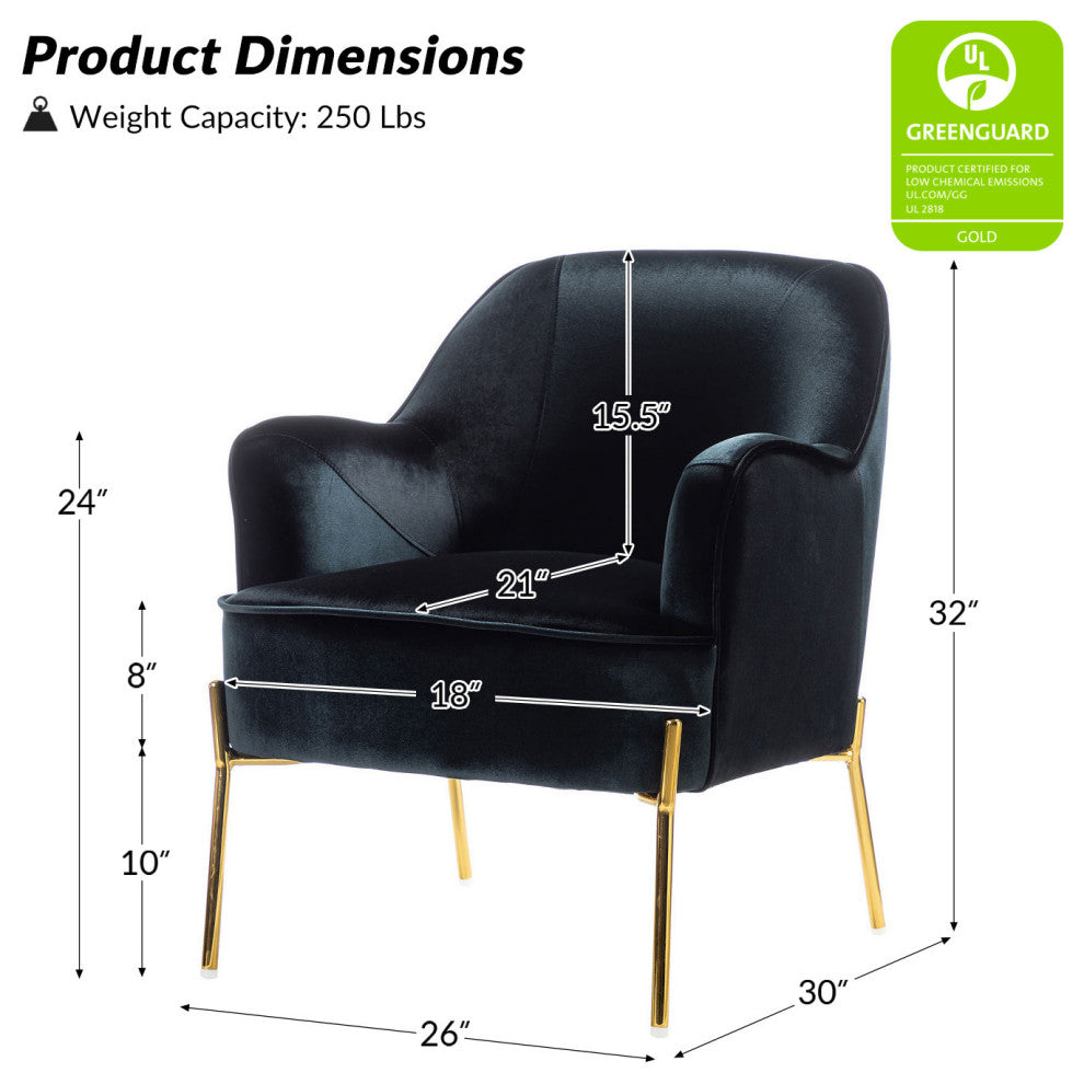 Nora Fabric Accent Chair, Black