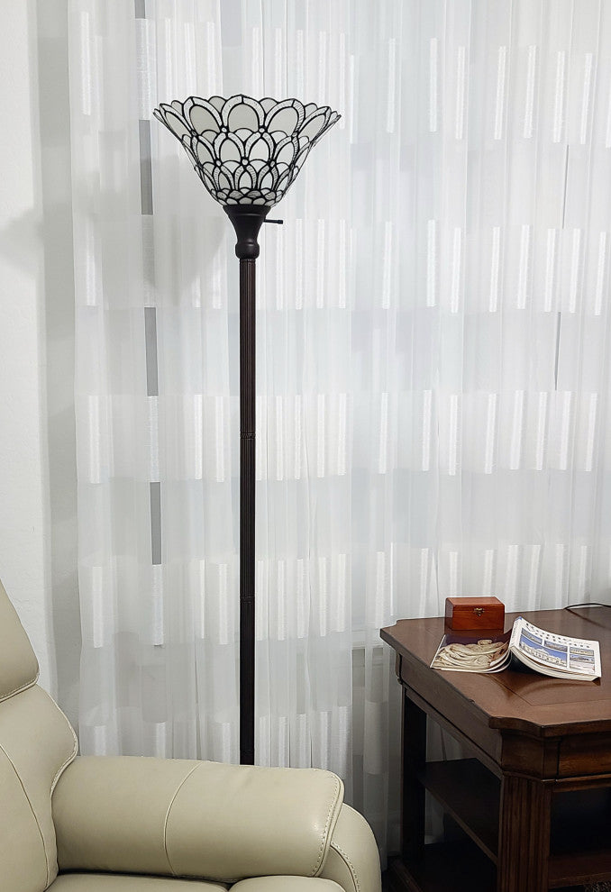 Tiffany Style Jeweled Torchiere Floor Lamp 69" Tall