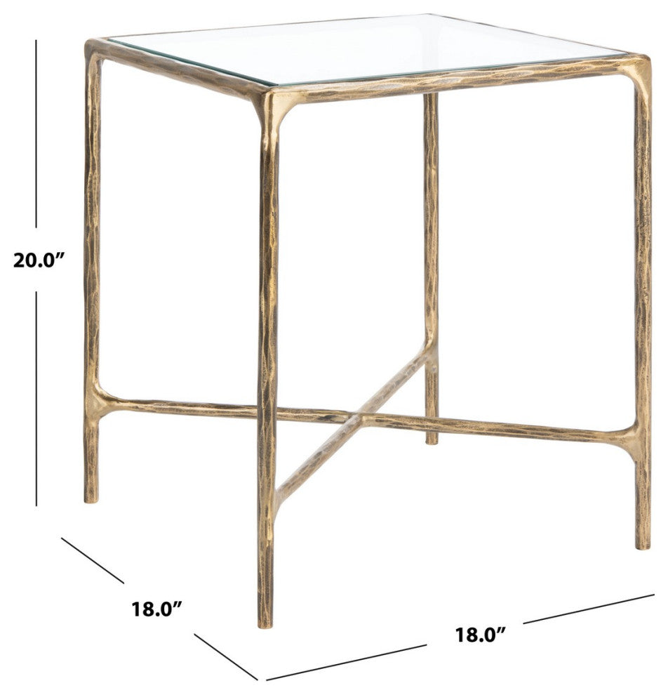 Safavieh Couture Jessa Forged Metal Square End Table, Brass