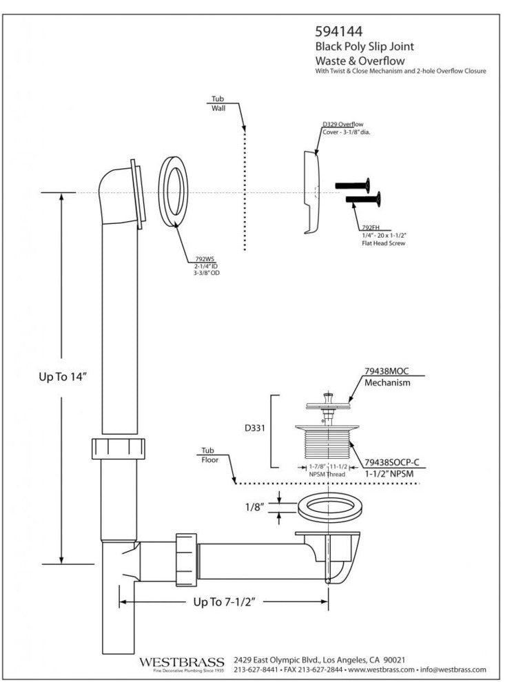 Black 1.5" Tubular Twist & Close Bath Waste In Polished Brass, Black / Satin Nickel