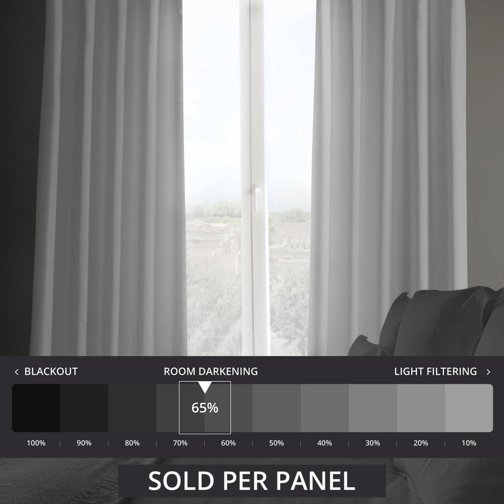 Italian Faux Linen Curtain Single Panel, Dove White, 50"x84"