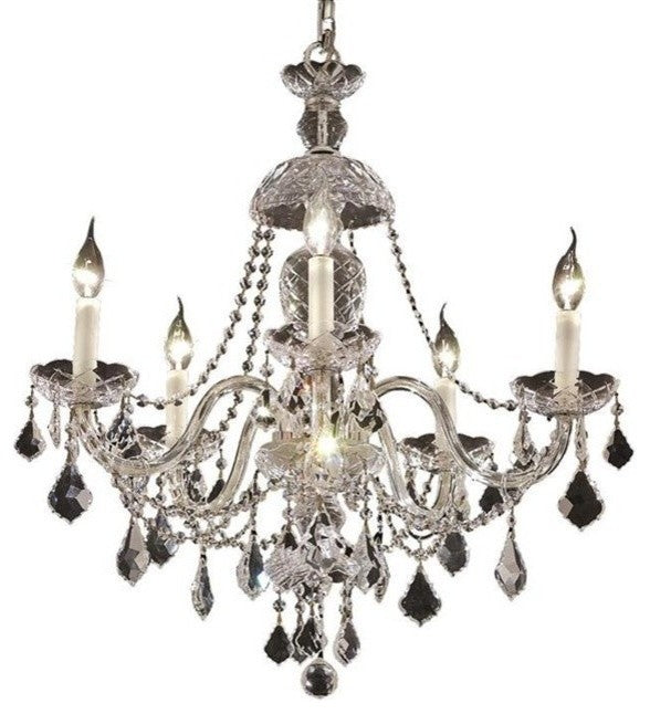 Elegant Alexandria Dining Room Light, Chrome Finish With Royal Cut Crystal