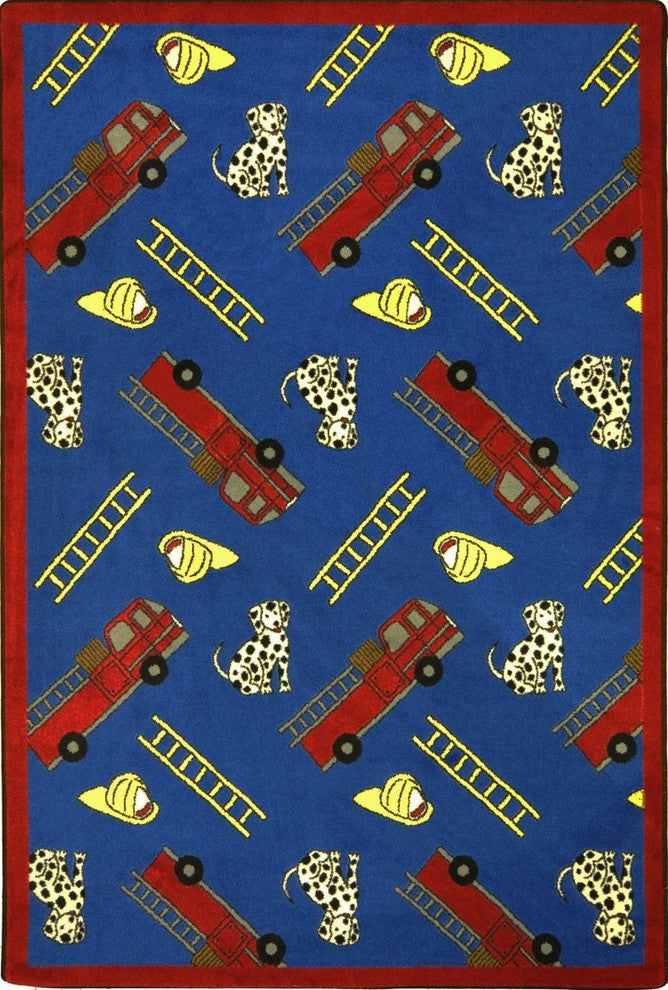 Playful Patterns Rug, Hook and Ladder, 3'10"x5'4", Blue