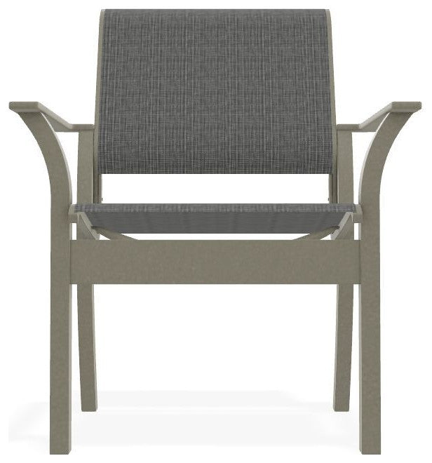 Leeward Sling Stackable Outdoor Dining Chair, Anchor/Storm