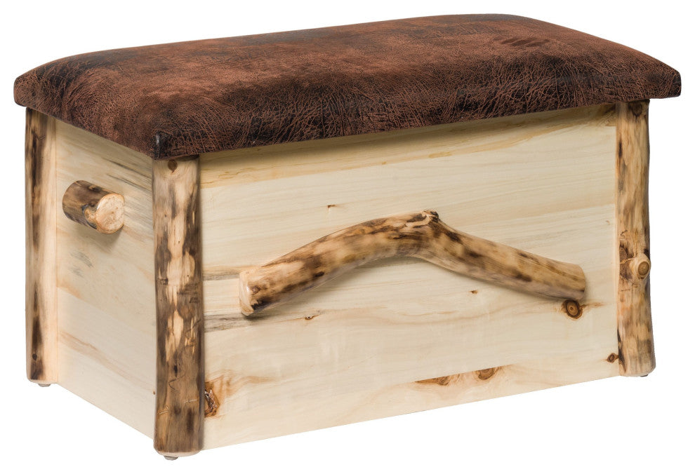 Rustic Aspen Log Blanket Chest With Seat