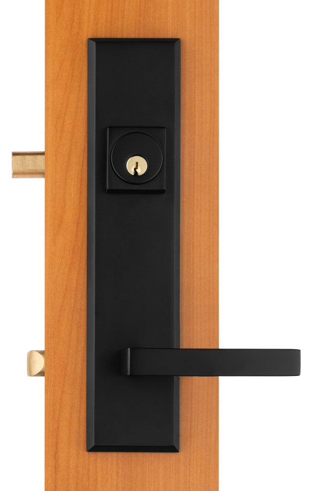Times Square Entry Door Lock Handleset With Delta lever, Antique Black