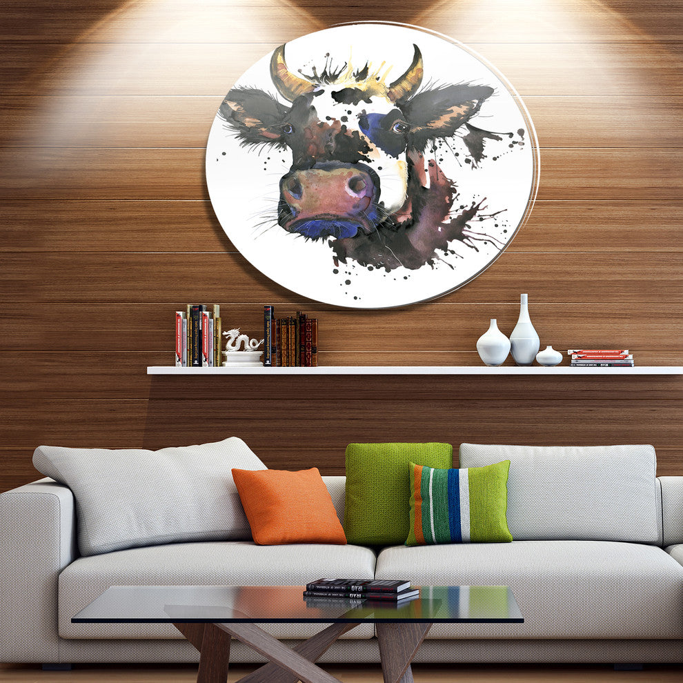 Beautiful Cat Watercolor Graphic, Animal Round Wall Art, 11"