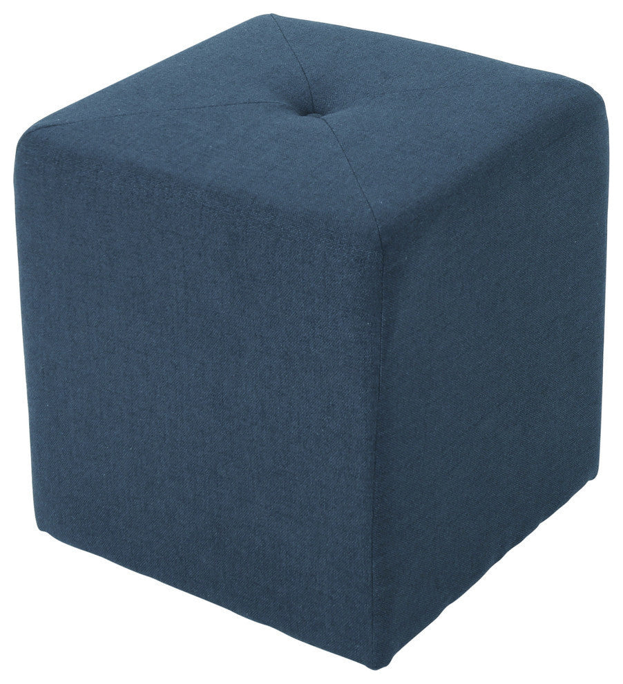 GDF Studio Cassie Fabric Square Ottoman, Navy Blue