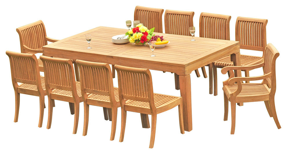 11-Piece Set, 122" Rectangle Table, 10 Giva Chairs, Sunbrella Cushion, Cast Mist