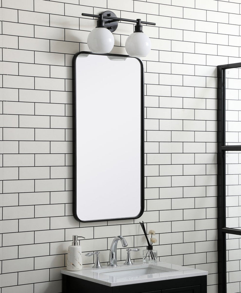 Ellis Soft Corner Metal Rectangular Mirror, Black, 18"x36"