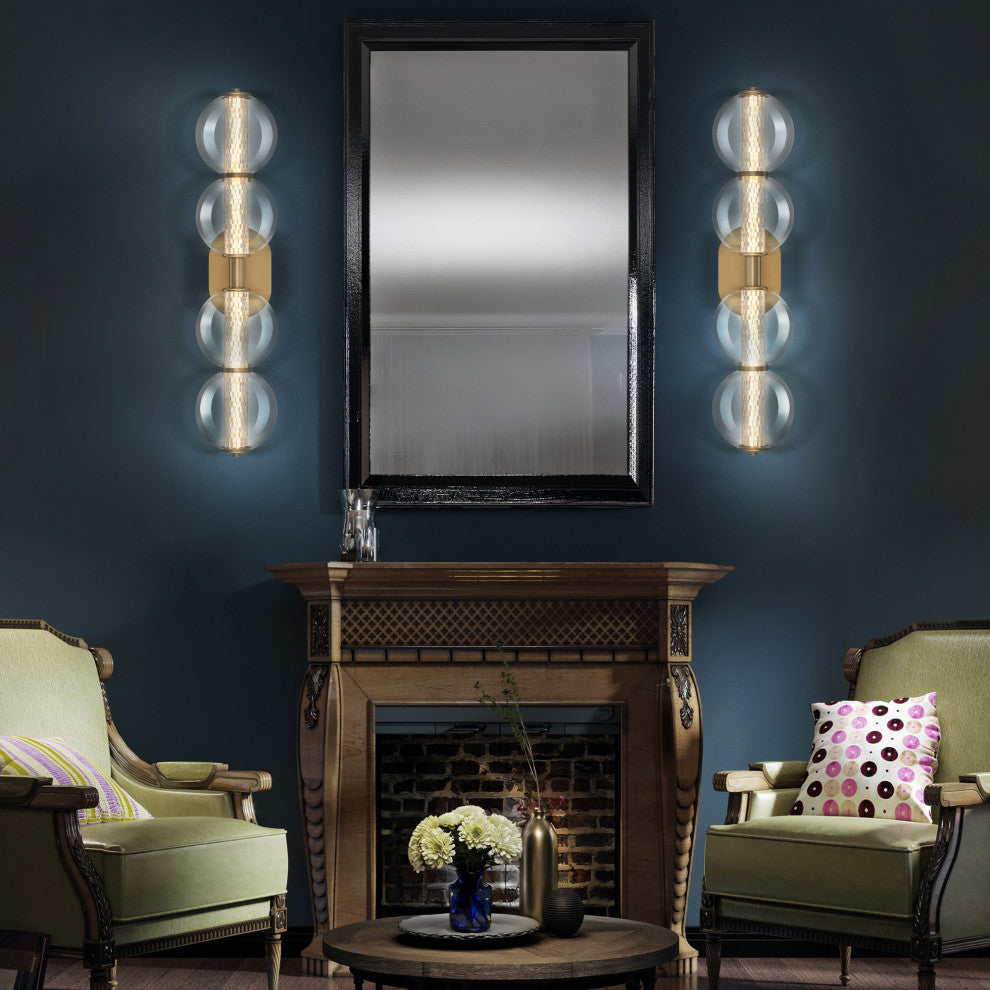 Atomo 4 Light Sconce, Gold With Clear Glass