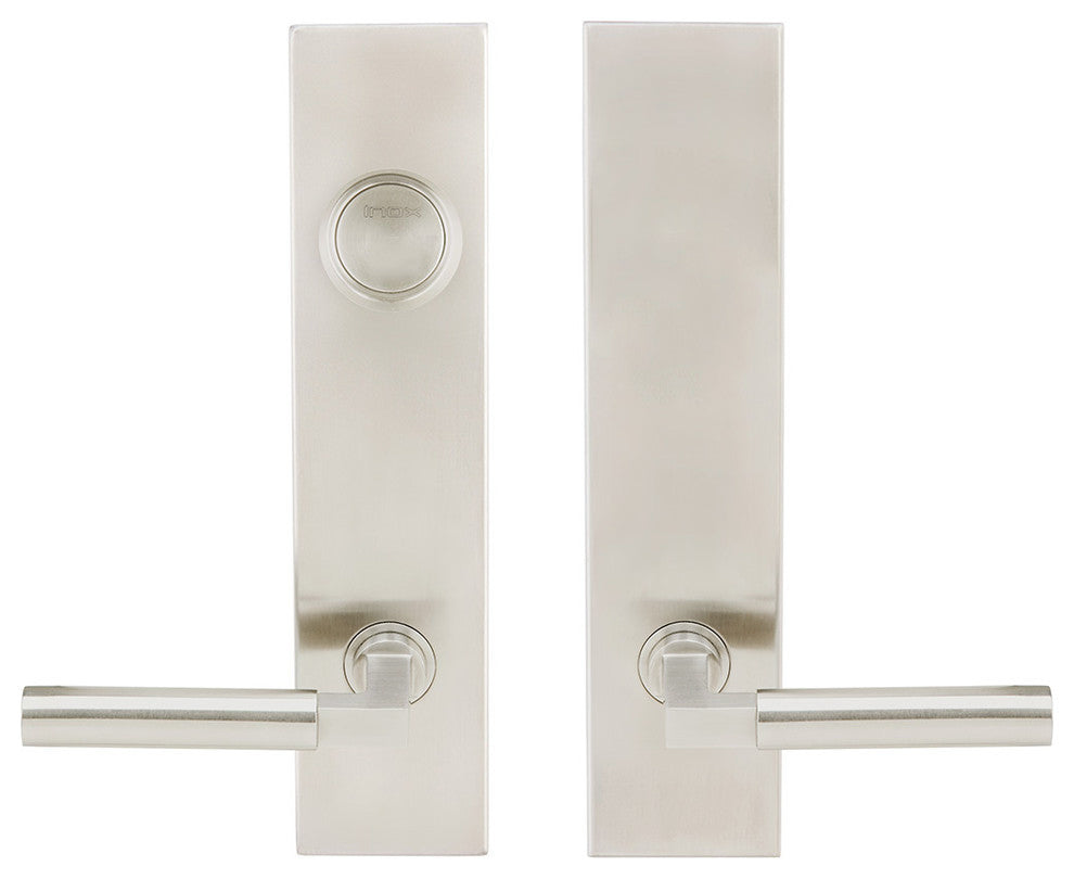 Aurora Lever, Tubular Dummy Entry With Dummy Cylinder, LH, Satin Stainless Steel