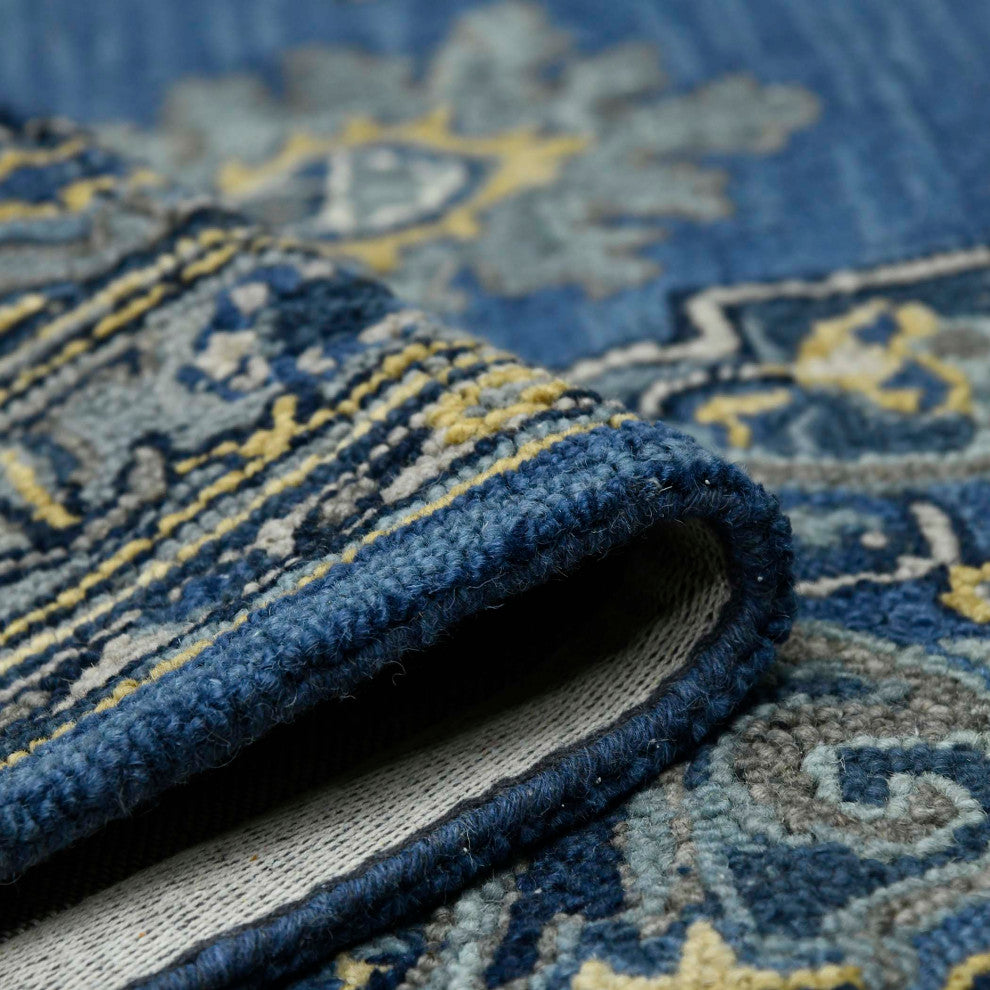Boho Roanne Area Rug, Denim Blue, 8' x 11', Medallion