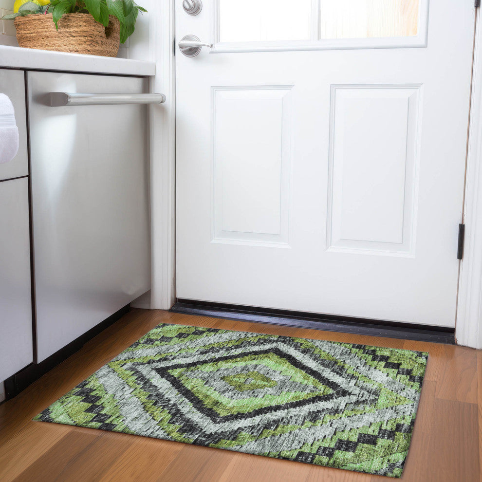 Machine Washable Indoor/Outdoor Chantille ACN1890 Aloe 1'8" x 2'6" Rug