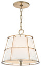 Savona, Two Light Pendant, Aged Brass Finish, Linen Shade
