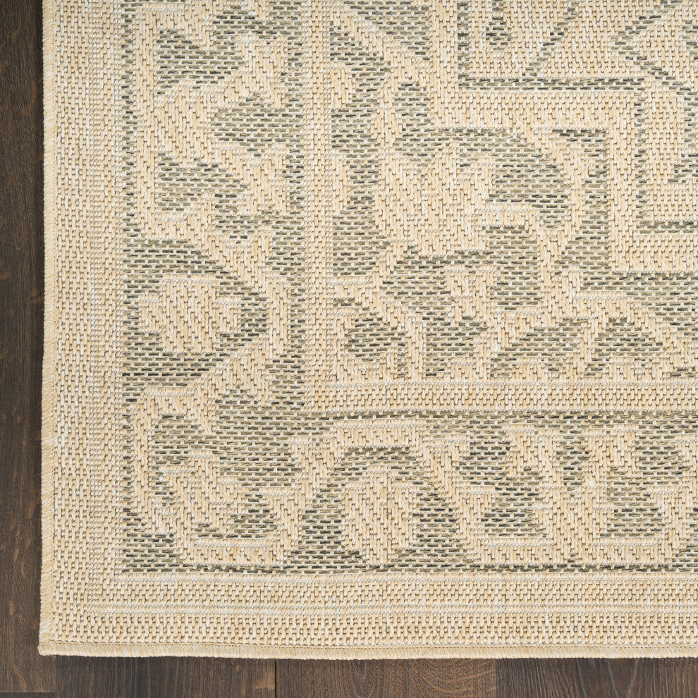 Nourison Tulum 3' x 5' Taupe Olive Outdoor Rug
