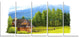 "Small Wooden Home in Mountains" Landscape Wall Art, 5 Panels, 60"x28"