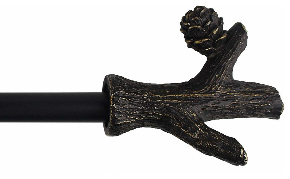 1" Branch Adjustable Curtain Rod, 84"-120", Burnt Gold