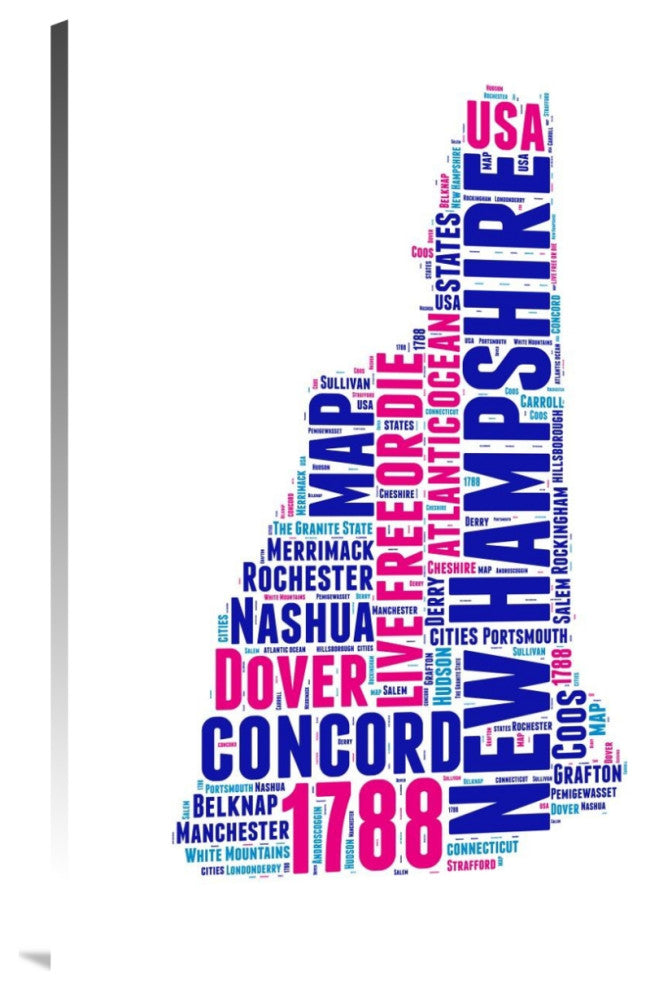 "New Hampshire Word Cloud Map" Fine Art Print