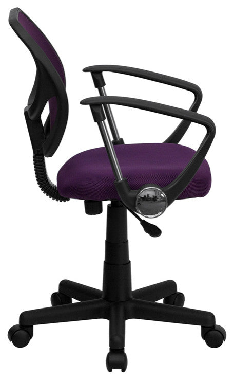 Mid-Back Purple Mesh Swivel Task Chair With Arms