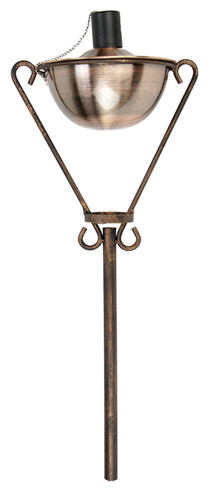 61" Brushed Copper Half Moon Garden Oil Lamp Outdoor Patio Torch