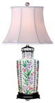 Multicolor Square Floral Porcelain Vase Table Lamp, 26.5"
