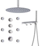 12inch Shower System With Shelf, Handheld Shower With Spray Gun Feature, Brushed Nickel