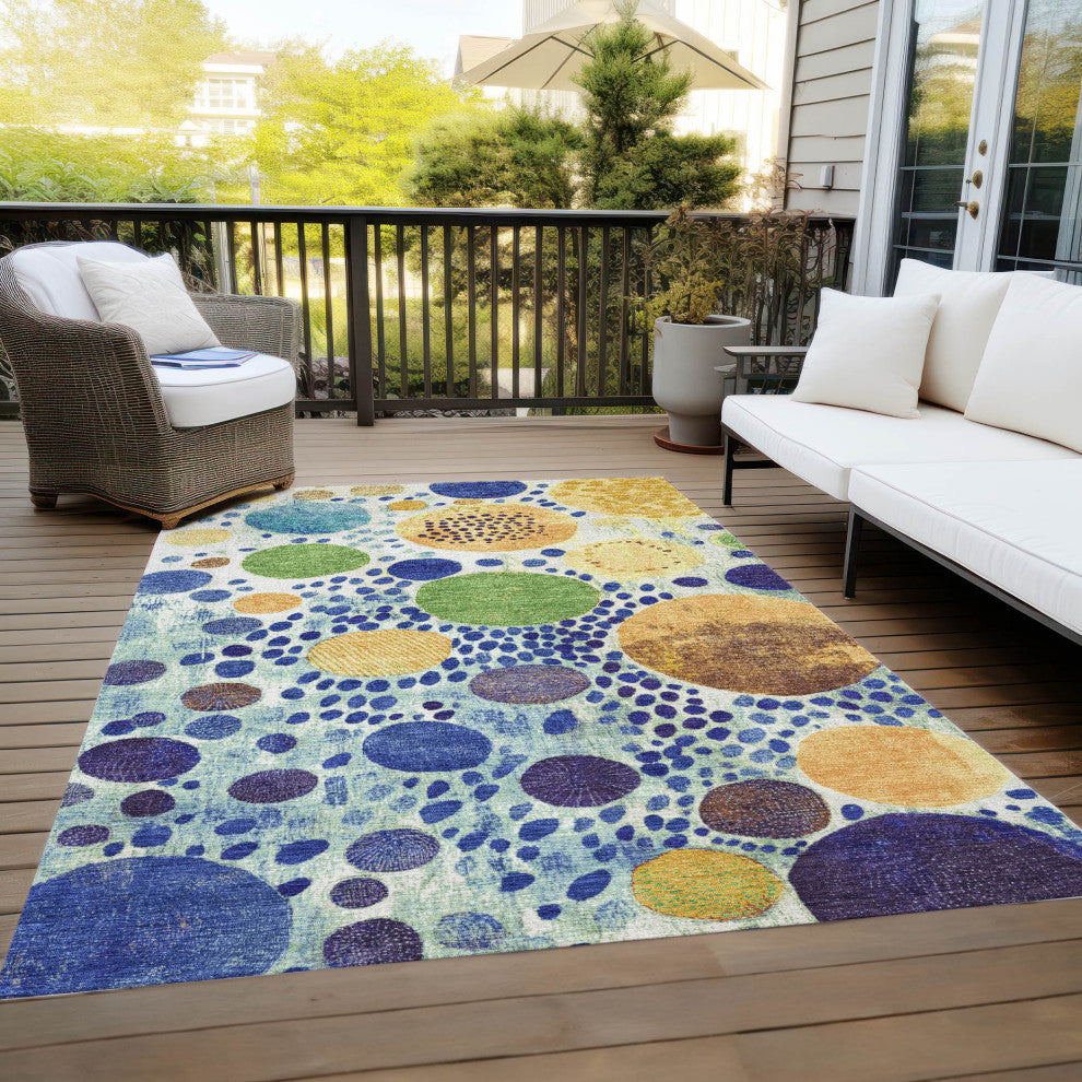 Machine Washable Indoor/Outdoor Chantille ACN1895 Navy 5' x 7'6" Rug