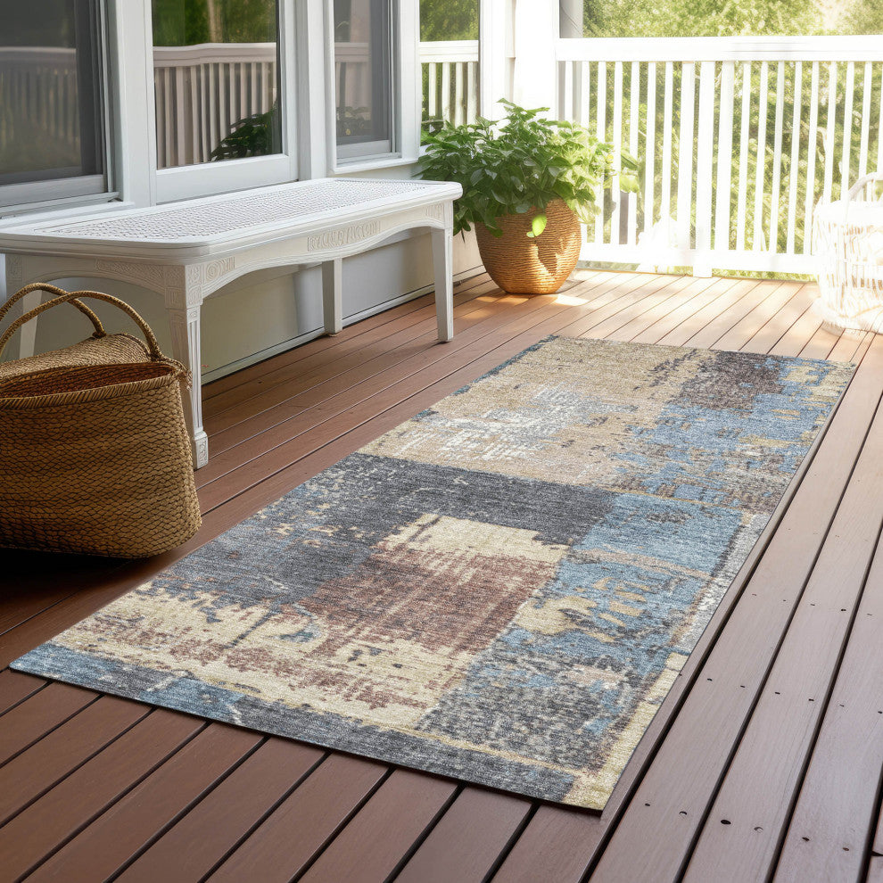 Machine Washable Indoor/Outdoor Chantille ACN1866 Beige 2'3" x 7'6" Runner Rug
