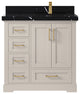 Boston 36" Right Offset Bath Vanity in Fine Grain 2" Calacatta Black