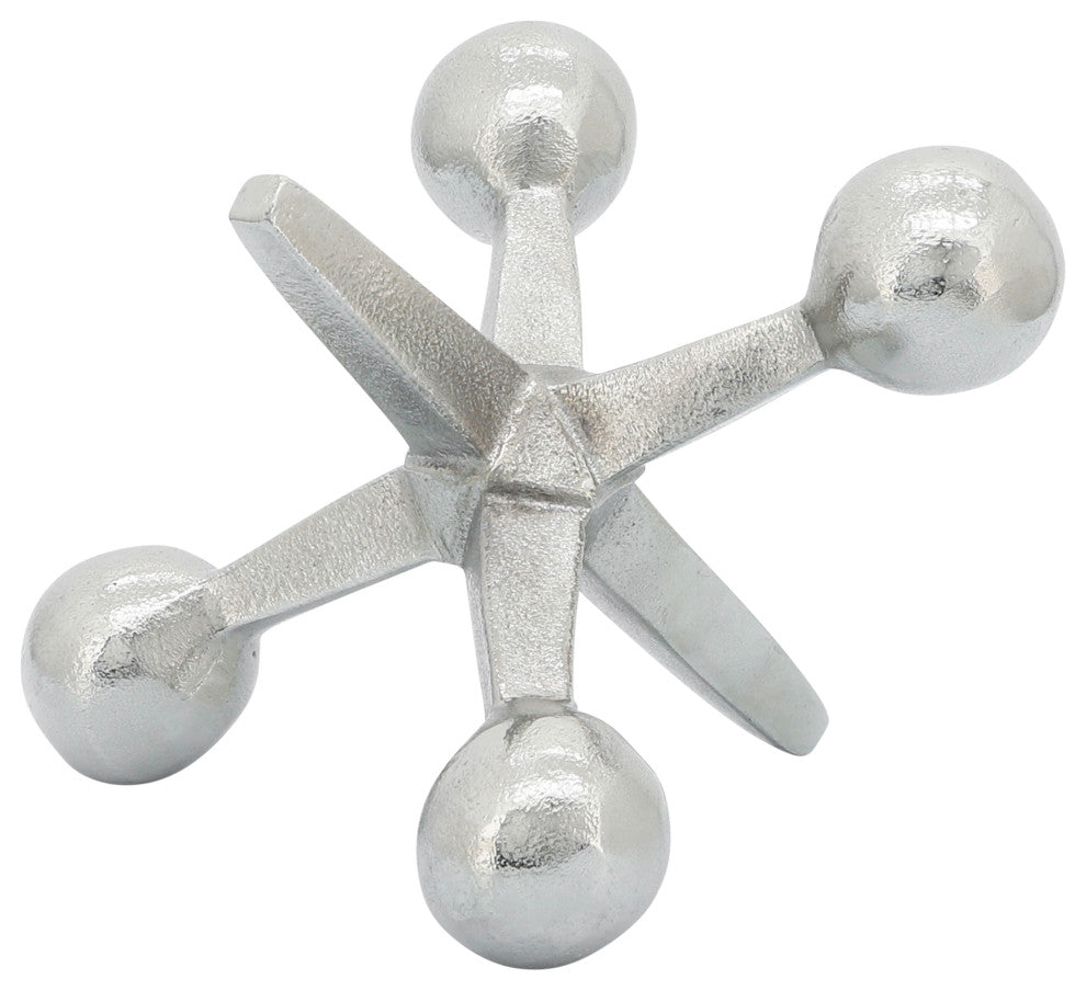 Silver Metal Jacks Decor, 5"