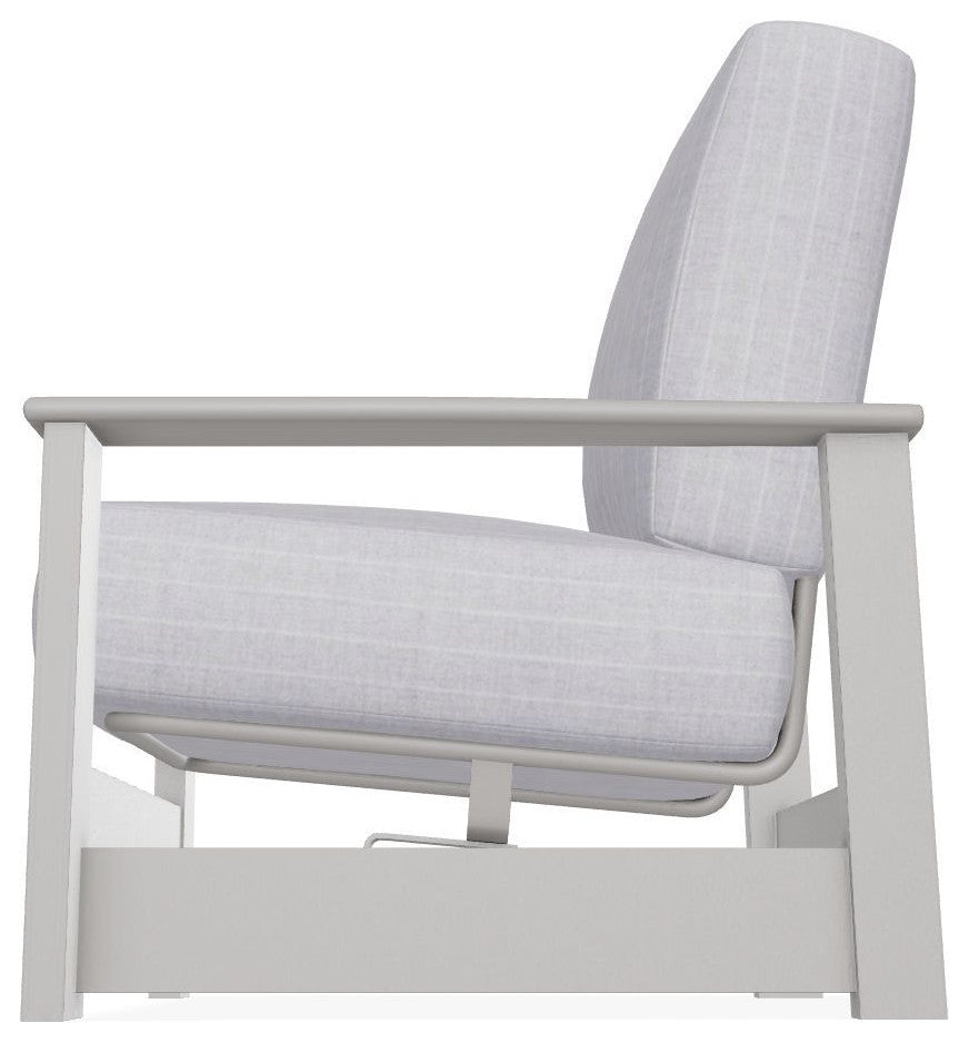 Leeward Deep Seat Outdoor Armchair with Hidden Motion, Ticking Fog/Warm Gray