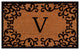 Chateaux Monogram Doormat, 18"x30", Natural, Black, Letter V