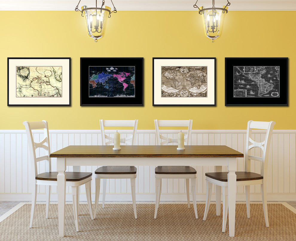 North East Canada & Greenland Map Print On Canvas With Picture Frame 28" X 37"