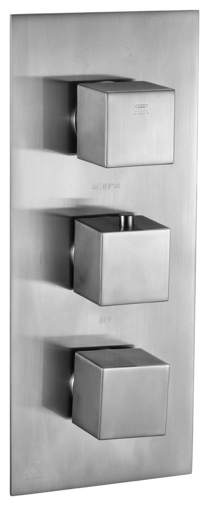 ALFI brand AB2701-BN Brushed Nickel Square 2 Way Thermostatic Shower Mixer