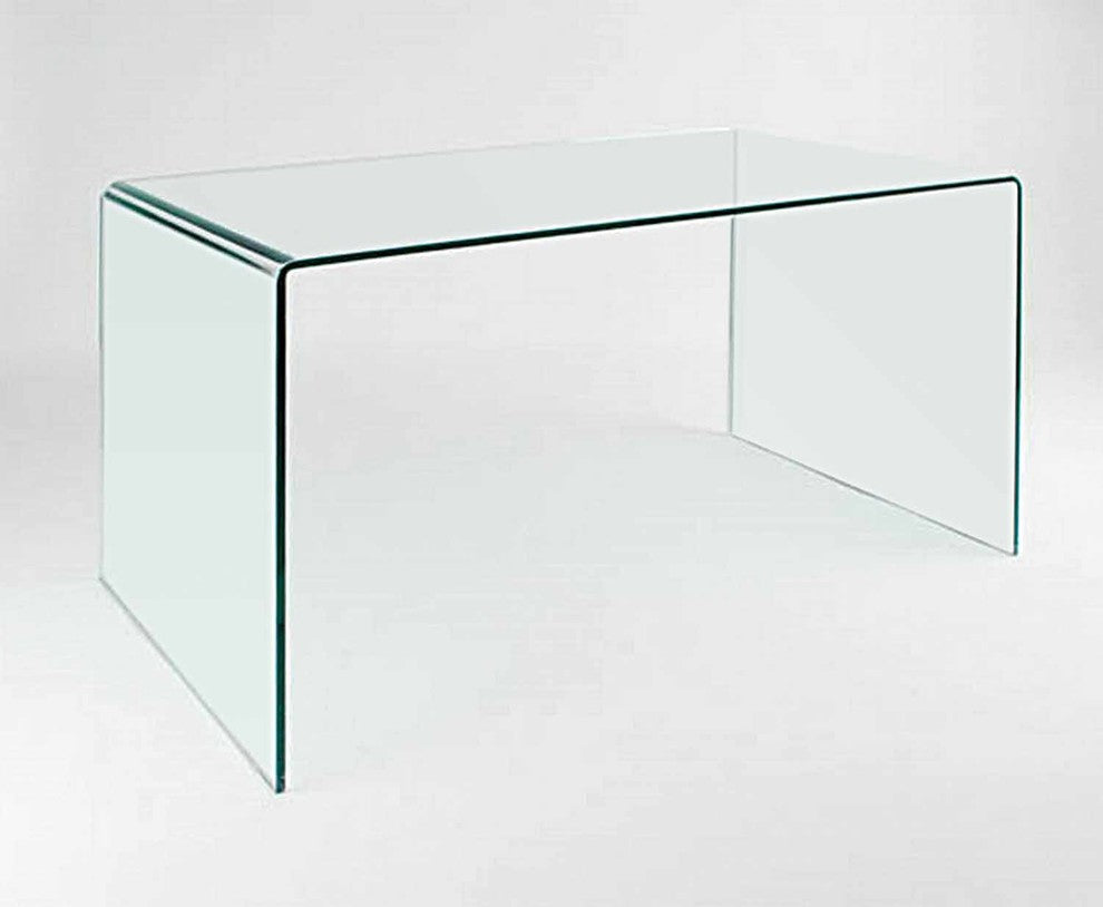Creative Images International Glass Collection Bent Glass Office Desk, Clear