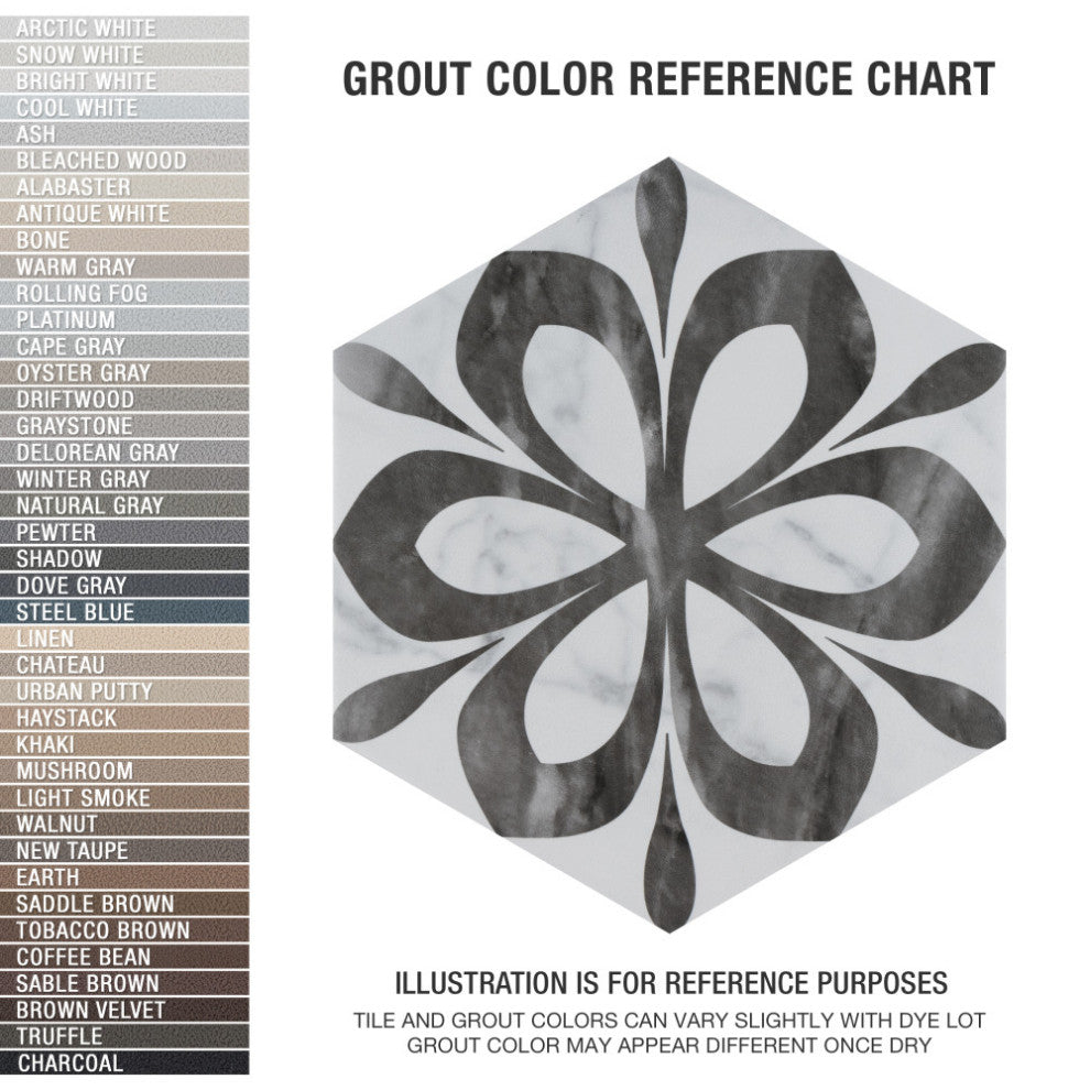 Classico Bardiglio Hexagon Daisy Porcelain Floor and Wall Tile