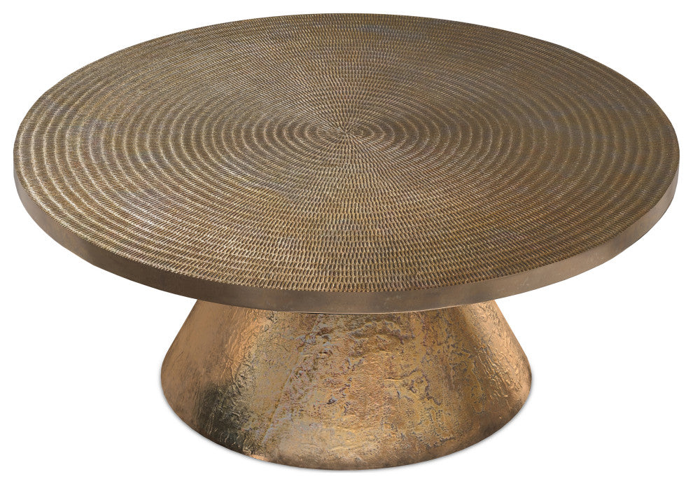 Michelle Cast Aluminum Coffee Table, Vintage Brass