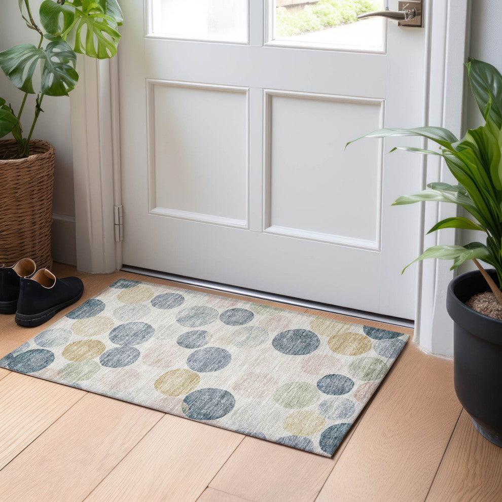 Machine Washable Indoor/Outdoor Chantille ACN1898 Beige 1'8" x 2'6" Rug